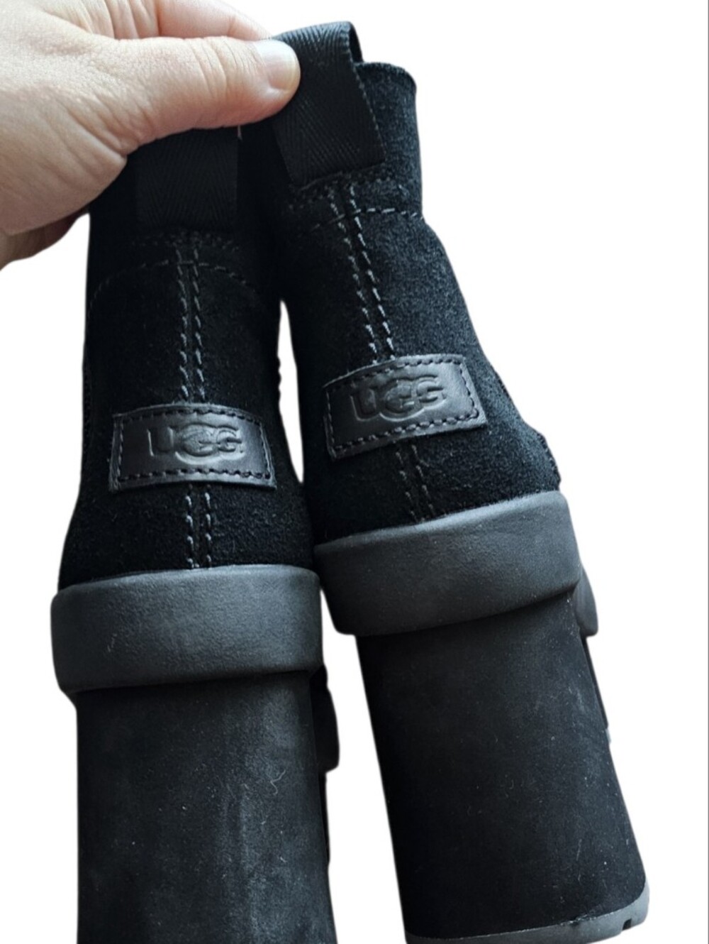 UGG Women's Black Platform Chunky Heel Ankle Boots Size 8 - Picture 7 of 8